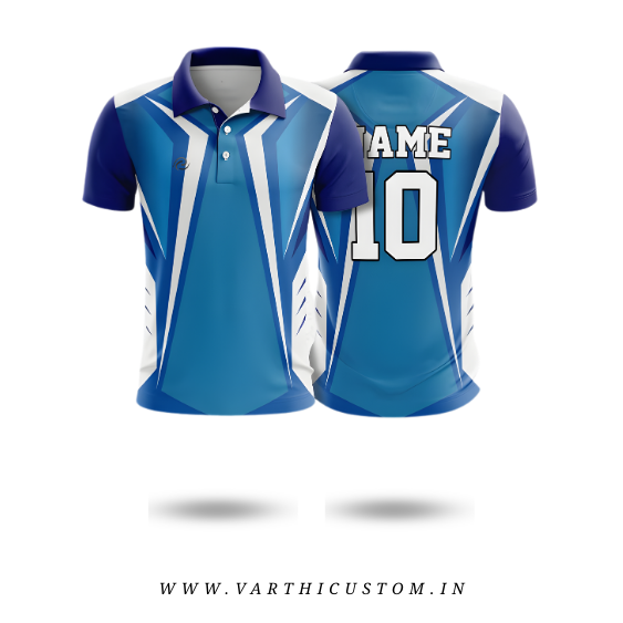 Blue Grid Cricket Jersey – Custom Name & Number | Modern Teamwear