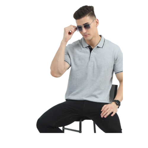Light Gray Polo Shirt – Black Tiping Collar for Teams, Clubs & Corporate Uniforms