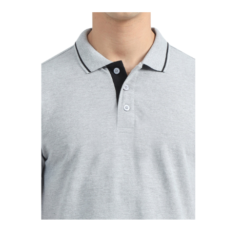 Light Gray Polo Shirt – Black Tiping Collar for Teams, Clubs & Corporate Uniforms