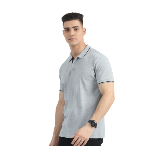 Light Gray Polo Shirt – Black Tiping Collar for Teams, Clubs & Corporate Uniforms