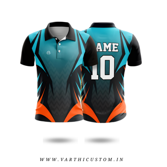 Teal Burst Cricket Jersey – Custom Name & Number | Angular Impact Design