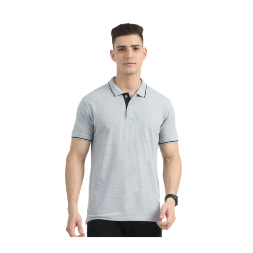 Light Gray Polo Shirt – Black Tiping Collar for Teams, Clubs & Corporate Uniforms