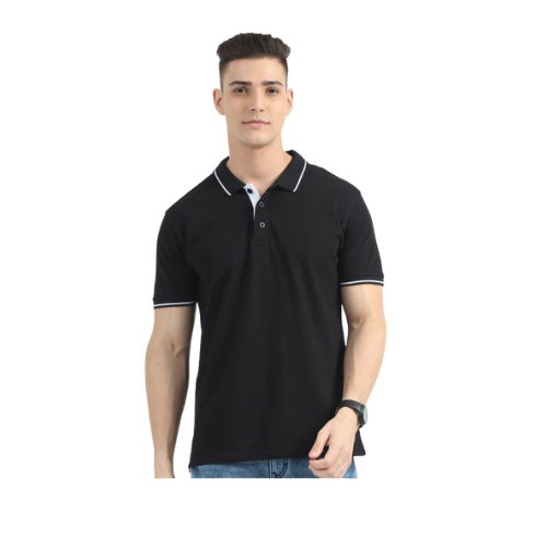Black Polo Shirt – White Trim, Premium Fit for Teams, Clubs & Corporate Wear