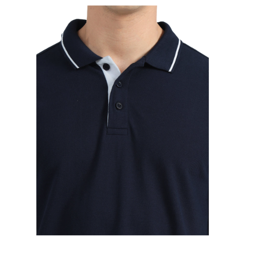Navy Blue Polo Shirt – White Tipping Collar for Clubs, Teams & Corporate Branding