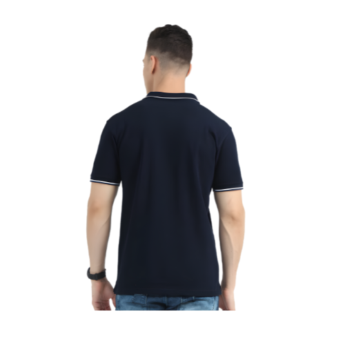 Navy Blue Polo Shirt – White Tipping Collar for Clubs, Teams & Corporate Branding