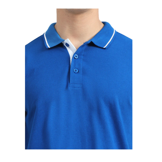 Plain Royal Blue Polo Tipping T-Shirt – White Contrast Collar & Sleeve Trim for Teams, Clubs & Everyday Wear
