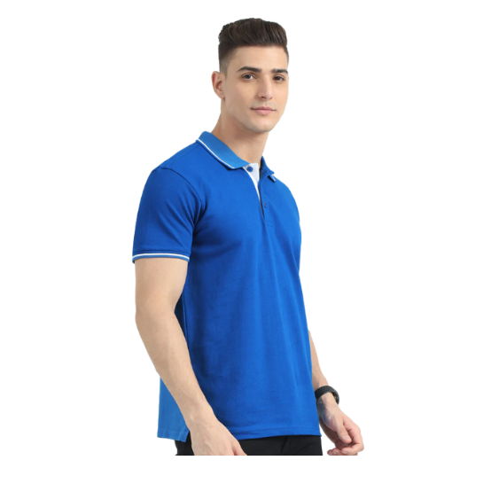 Plain Royal Blue Polo Tipping T-Shirt – White Contrast Collar & Sleeve Trim for Teams, Clubs & Everyday Wear