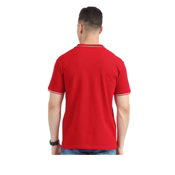 Plain Red Polo Tipping T-Shirt – White Contrast Collar & Sleeve Trim for Teams, Clubs & Everyday Wear