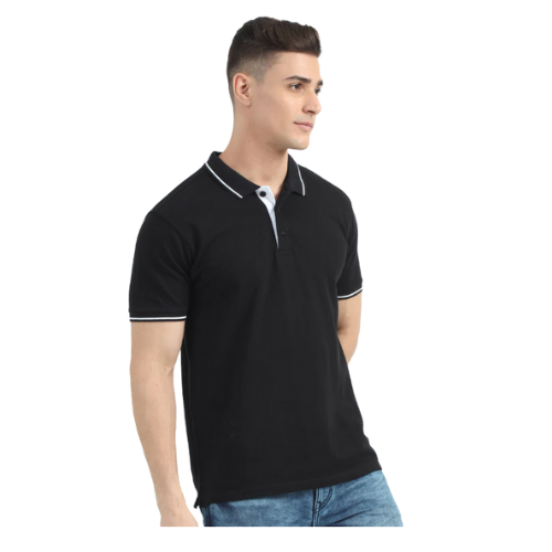 Black Polo Shirt – White Trim, Premium Fit for Teams, Clubs & Corporate Wear