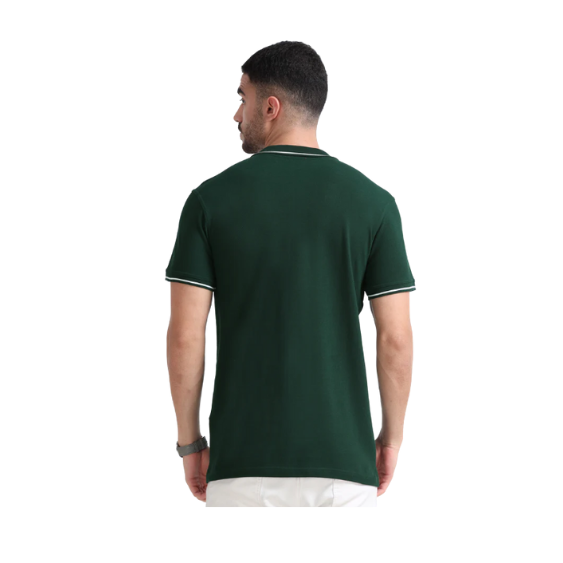 Plain Dark Green Polo Tipping T-Shirt – White Contrast Collar & Sleeve Trim for Teams, Clubs & Everyday Wear