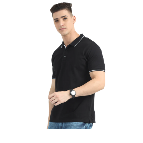 Black Polo Shirt – White Trim, Premium Fit for Teams, Clubs & Corporate Wear