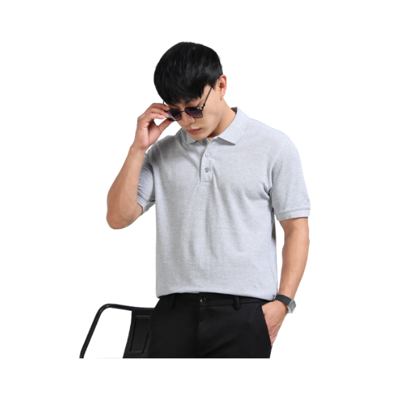 Plain Light Gray Polo T-Shirt – Soft Cotton Blend with Classic Collar for Everyday & Bulk Wear