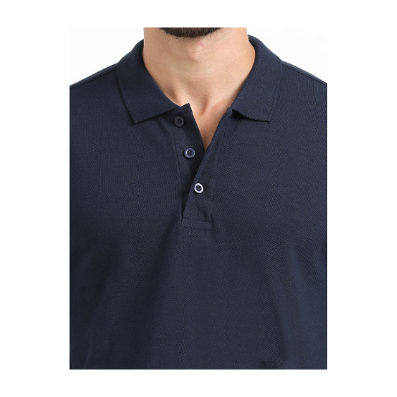 Plain Navy Blue Polo T-Shirt – Classic Cotton Blend with 3-Button Placket for Everyday & Bulk Wear