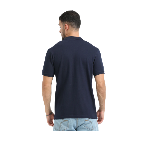 Plain Navy Blue Polo T-Shirt – Classic Cotton Blend with 3-Button Placket for Everyday & Bulk Wear