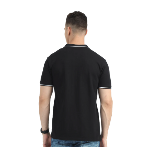 Black Polo Shirt – White Trim, Premium Fit for Teams, Clubs & Corporate Wear