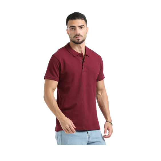 Plain Maroon Polo T-Shirt – Soft Cotton Blend with Classic Collar for Everyday & Bulk Wear