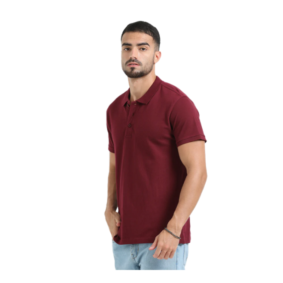 Plain Maroon Polo T-Shirt – Soft Cotton Blend with Classic Collar for Everyday & Bulk Wear