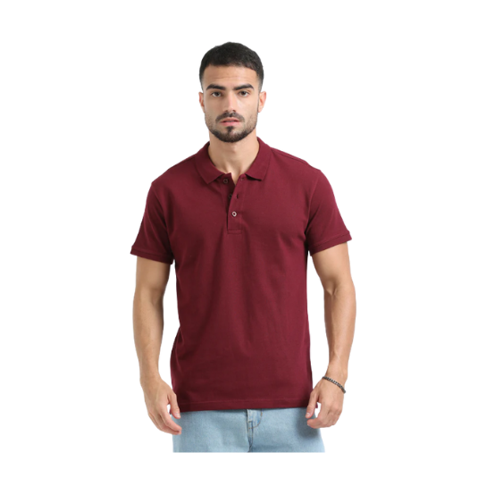 Plain Maroon Polo T-Shirt – Soft Cotton Blend with Classic Collar for Everyday & Bulk Wear