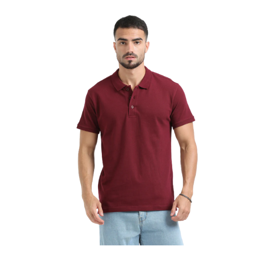Plain Maroon Polo T-Shirt – Soft Cotton Blend with Classic Collar for Everyday & Bulk Wear