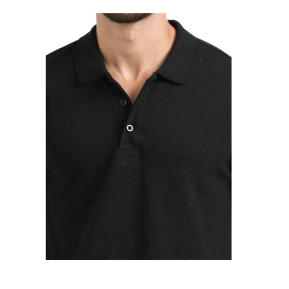 Plain Black Polo T-Shirt – Soft Cotton Blend with Classic Collar for Everyday & Bulk Wear