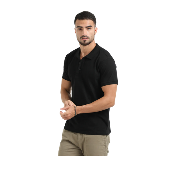 Plain Black Polo T-Shirt – Soft Cotton Blend with Classic Collar for Everyday & Bulk Wear