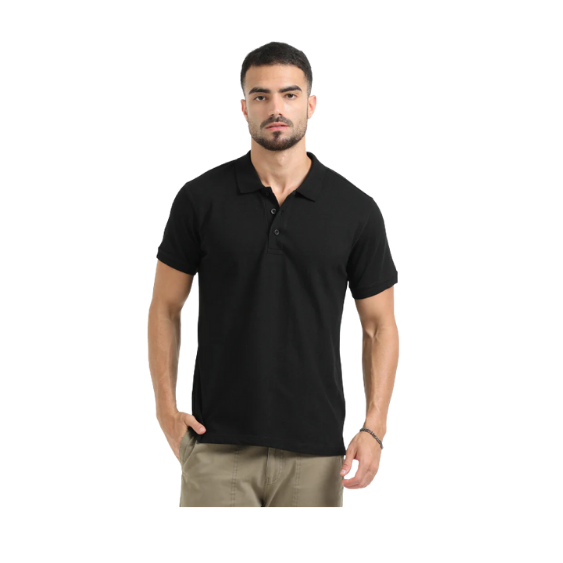 Plain Black Polo T-Shirt – Soft Cotton Blend with Classic Collar for Everyday & Bulk Wear