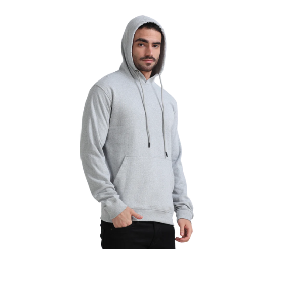 Plain Light Gray Hoodie – Soft Cotton Blend with Kangaroo Pocket & Drawstring Hood for Everyday & Bulk Wear
