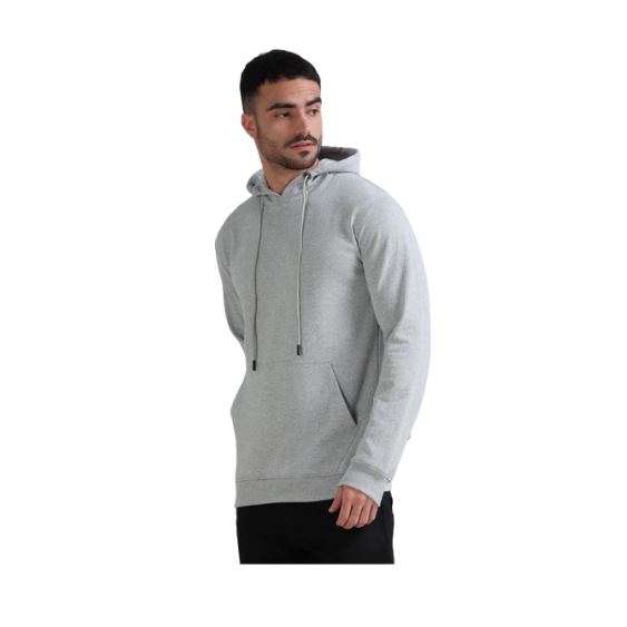 Plain Light Gray Hoodie – Soft Cotton Blend with Kangaroo Pocket & Drawstring Hood for Everyday & Bulk Wear