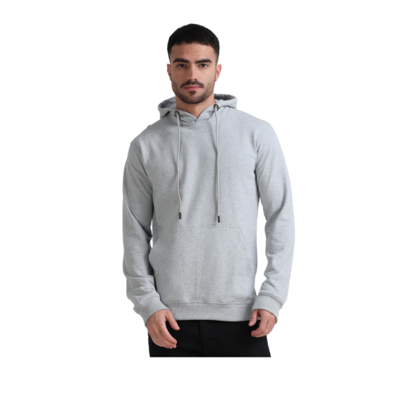 Plain Light Gray Hoodie – Soft Cotton Blend with Kangaroo Pocket & Drawstring Hood for Everyday & Bulk Wear