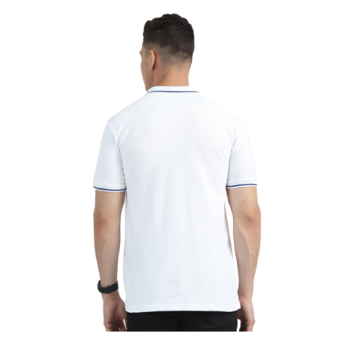 White Polo Shirt – Blue Accent Collar & Sleeves for Teams, Clubs & Corporate Branding