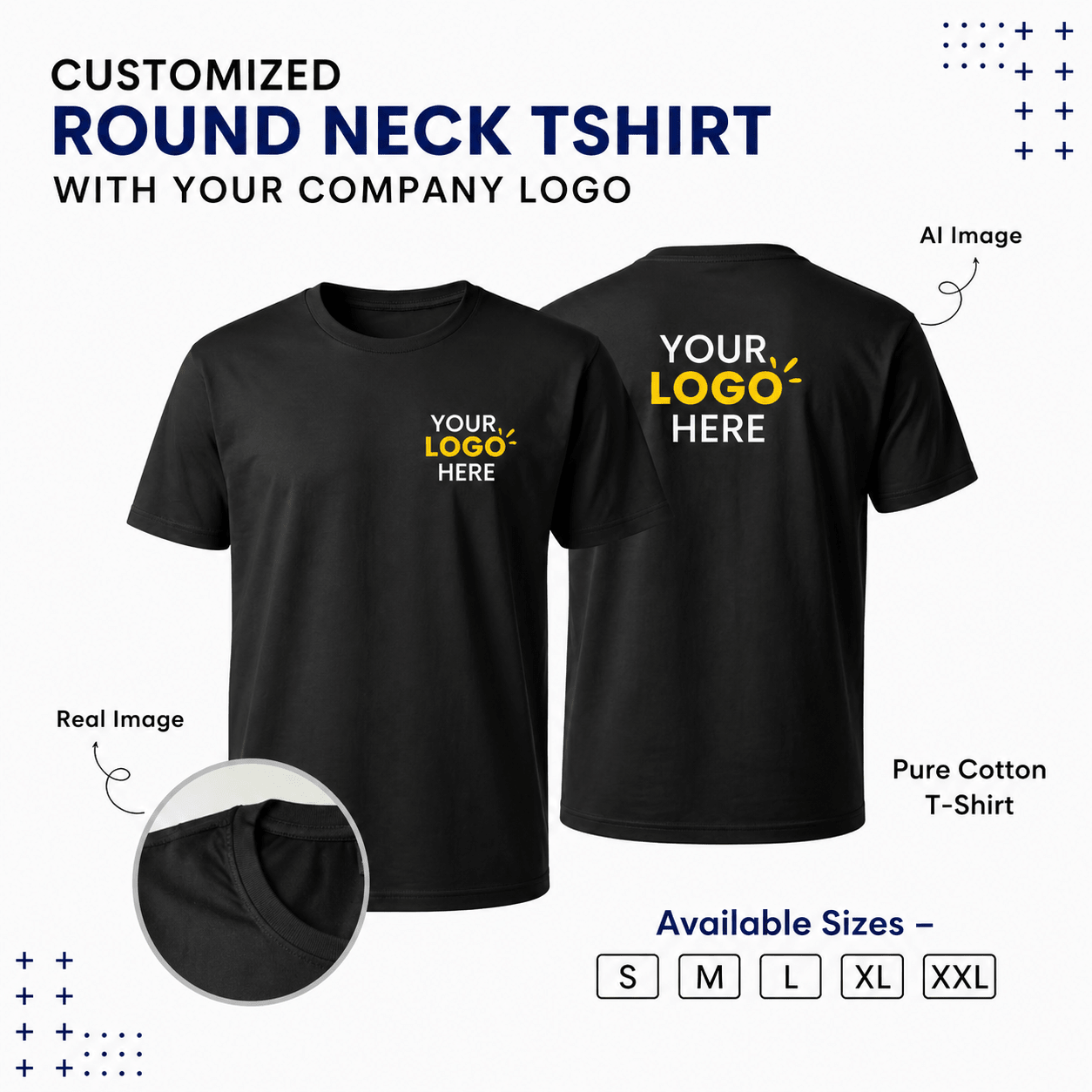 Customized Roundneck T-Shirt With Your Company Logo | Varthicustom.in - VARTHI CUSTOM