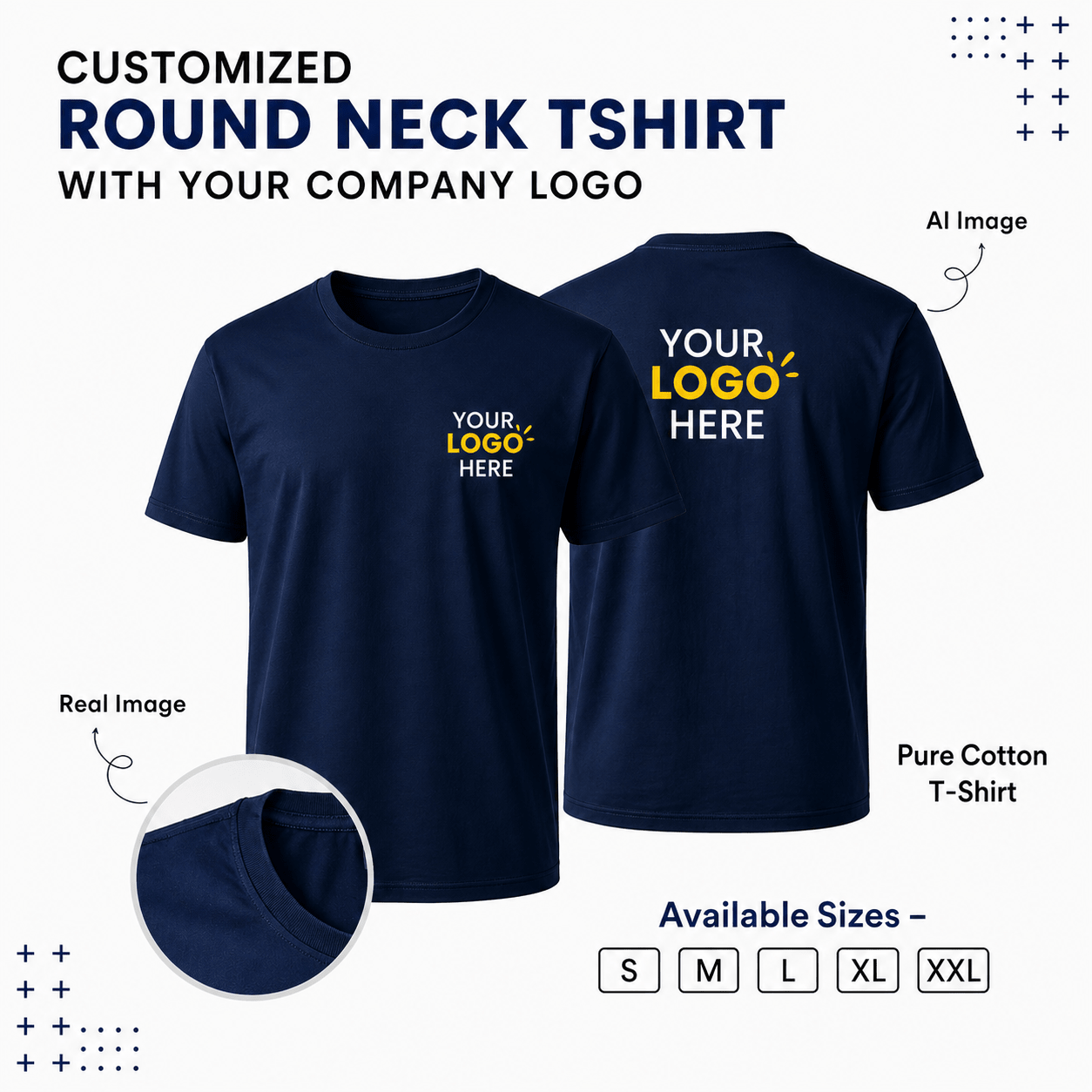 Customized Roundneck T-Shirt With Your Company Logo | Varthicustom.in - VARTHI CUSTOM