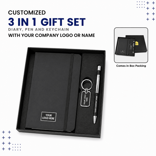 3 in 1 Diary Pen & Keychain Set | Corporate Gift | Varthicustom.in - VARTHI CUSTOM